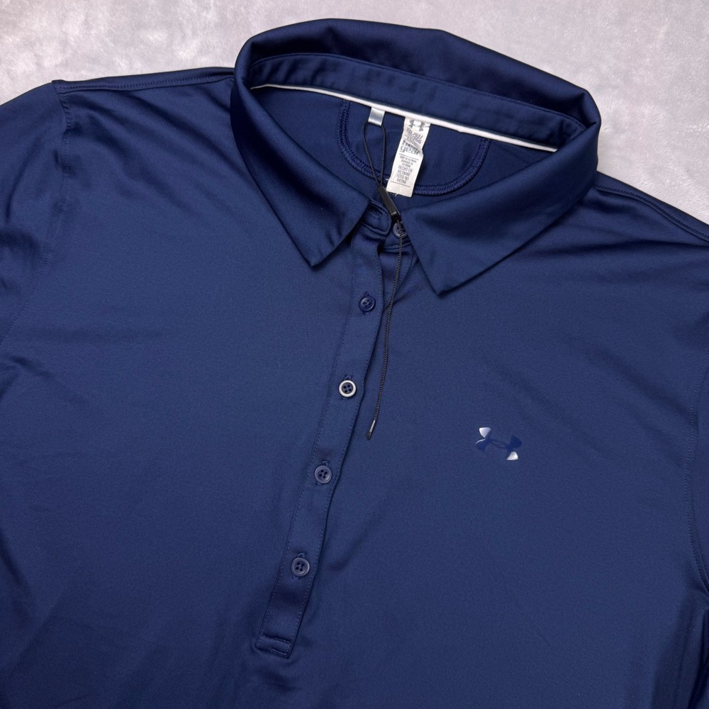 Under Armour Womens Navy Blue HeatGear Golf Polo Shirt Short Sleeve 2XL Fitted
